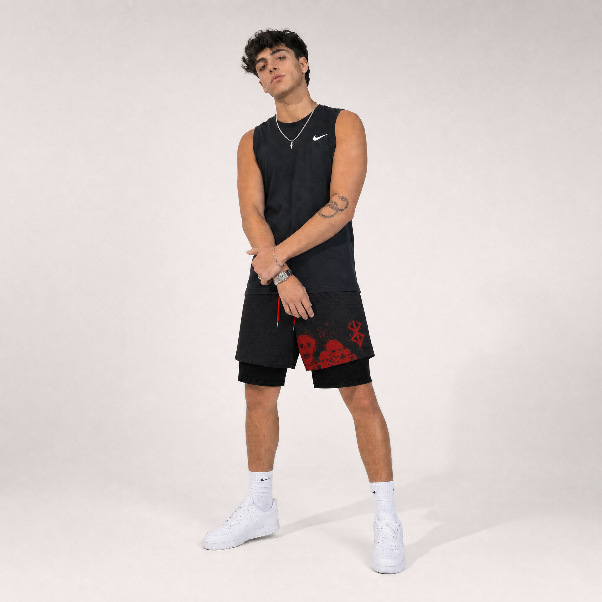Skulls Black Shorts